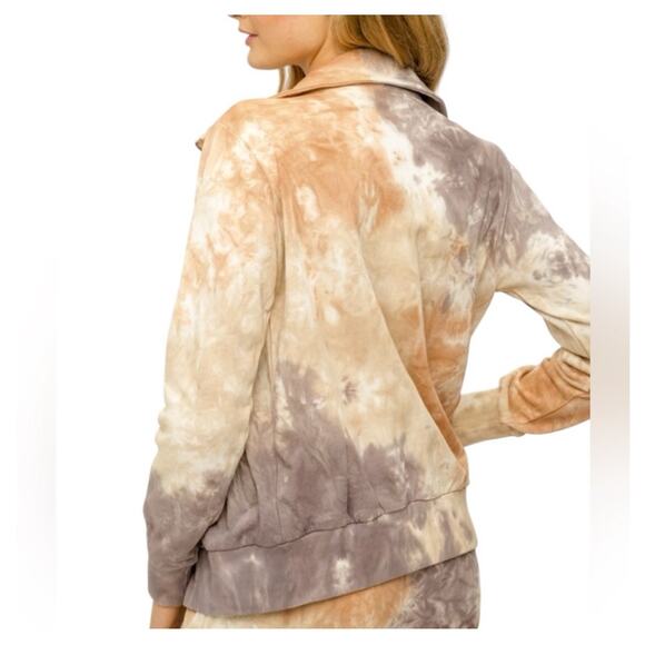 NWT! Mystree Womens Sz Lg Long Sleeve Full Zip 2 Pocket Jacket Purple Rust Cream - Picture 3 of 4